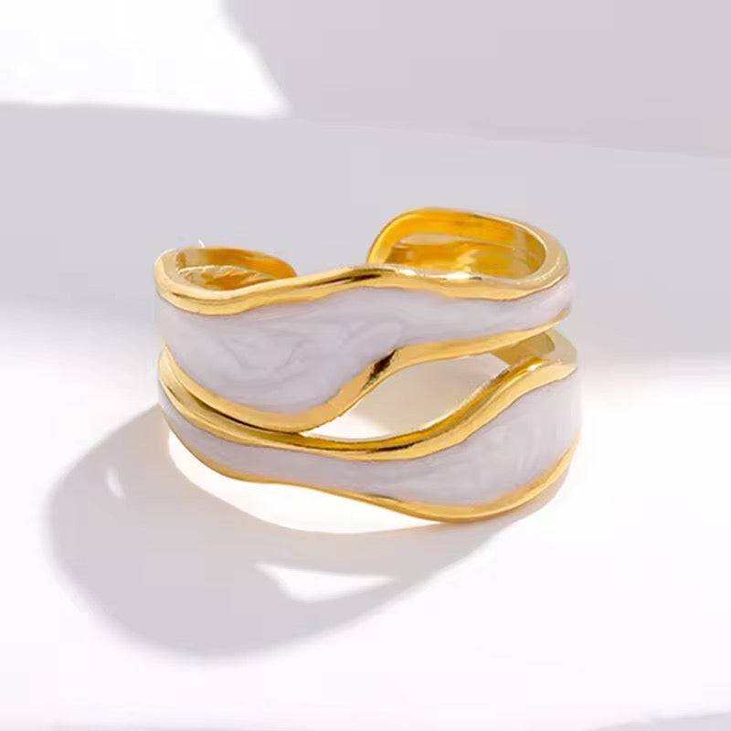 Retro Irregular Double Oil Drip Open Rings ring LUNARITY GARAGE