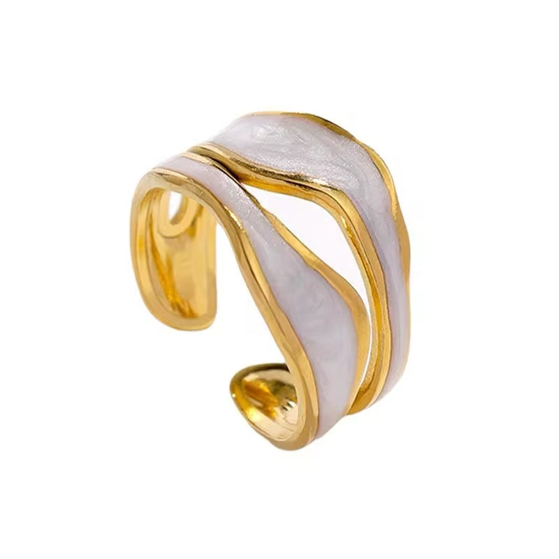 Retro Irregular Double Oil Drip Open Rings ring LUNARITY GARAGE   