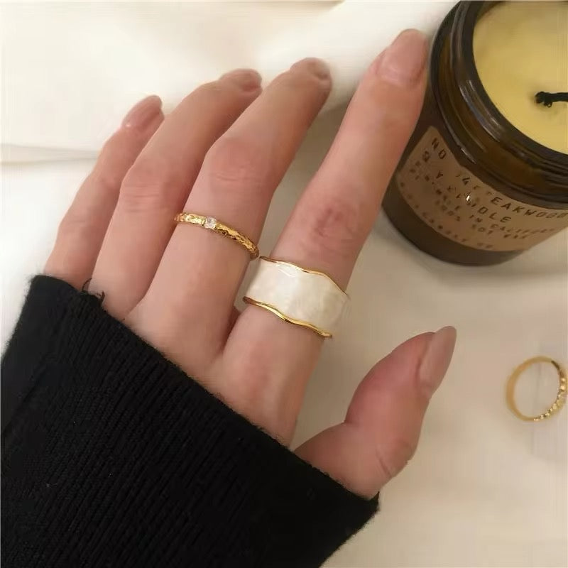 Unique Antique Irregular Drop Glaze Gold Rings ring LUNARITY GARAGE   