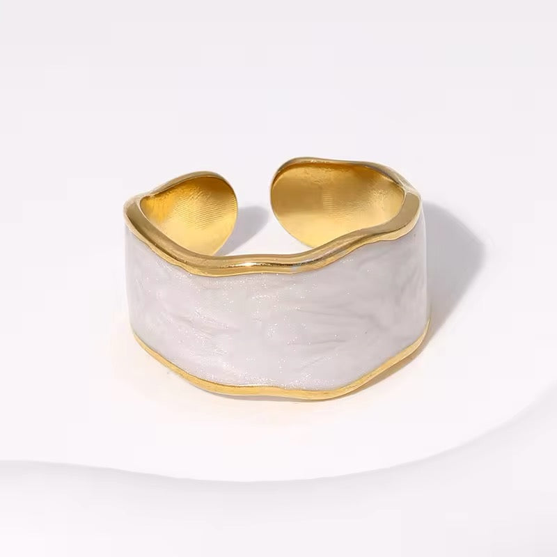 Unique Antique Irregular Drop Glaze Gold Rings ring LUNARITY GARAGE White  