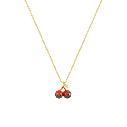 Red Wine Cherry Lady Gold Color Pendant Necklace necklaces LUNARITY GARAGE   