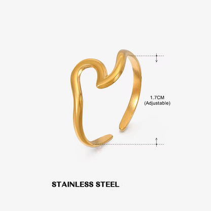 Minimalist Irregular Wave Adjustable Ring ring LUNARITY GARAGE Gold  