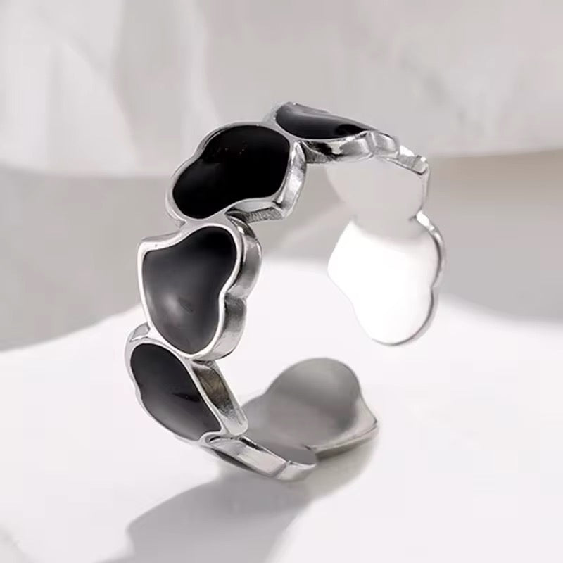 Retro Irregular Oil Drop Adjustable Heart Ring ring LUNARITY GARAGE Silver  