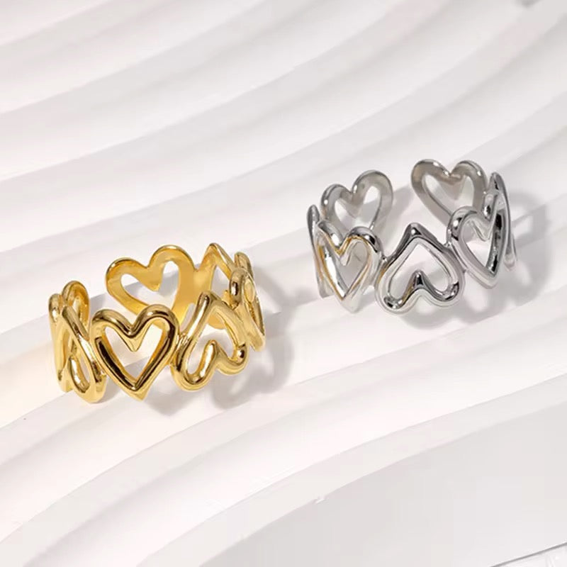 Minimalist Cute Hollowed-out Love Heart Stainless Steel Ring ring LUNARITY GARAGE   