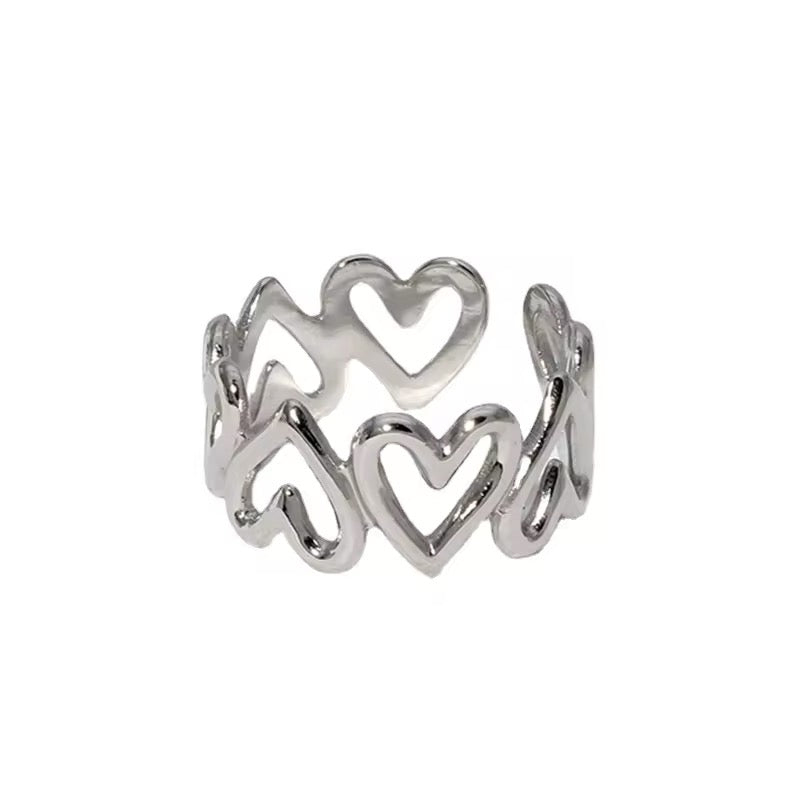 Minimalist Cute Hollowed-out Love Heart Stainless Steel Ring ring LUNARITY GARAGE   