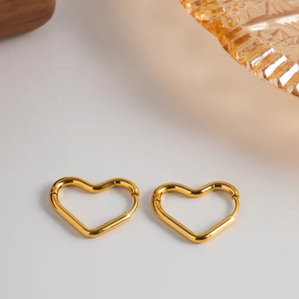 Minimalist Romantic Heart Circle Piercing Earrings  LUNARITY GARAGE   