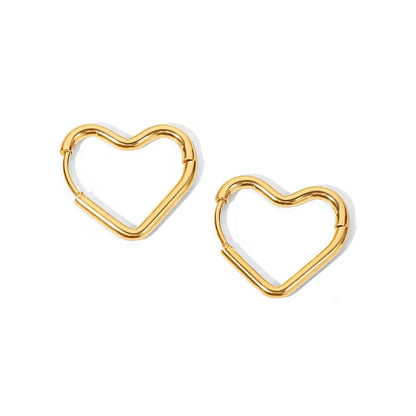 Minimalist Romantic Heart Circle Piercing Earrings  LUNARITY GARAGE Gold  