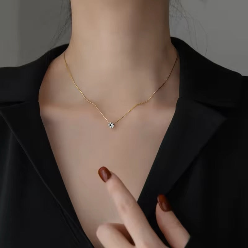 Minimalist Elegant Sparkling Zircon Clavicle Chain Necklace necklaces LUNARITY GARAGE   