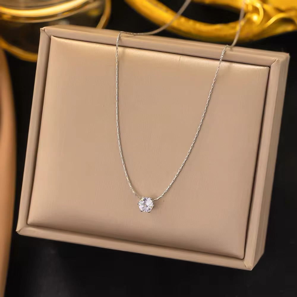 Minimalist Elegant Sparkling Zircon Clavicle Chain Necklace necklaces LUNARITY GARAGE Silver