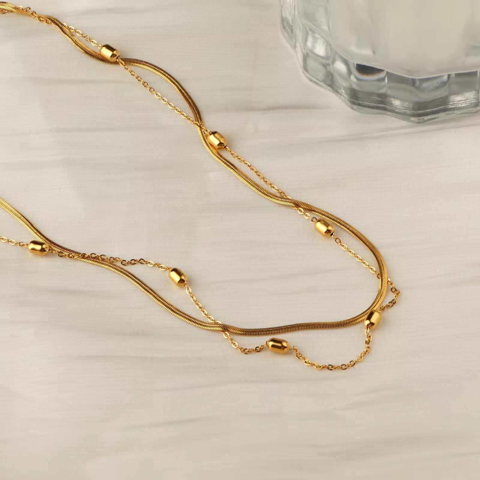 Feminine Energy Minimalist Gold Color Double Layer Choker Necklace necklaces LUNARITY GARAGE