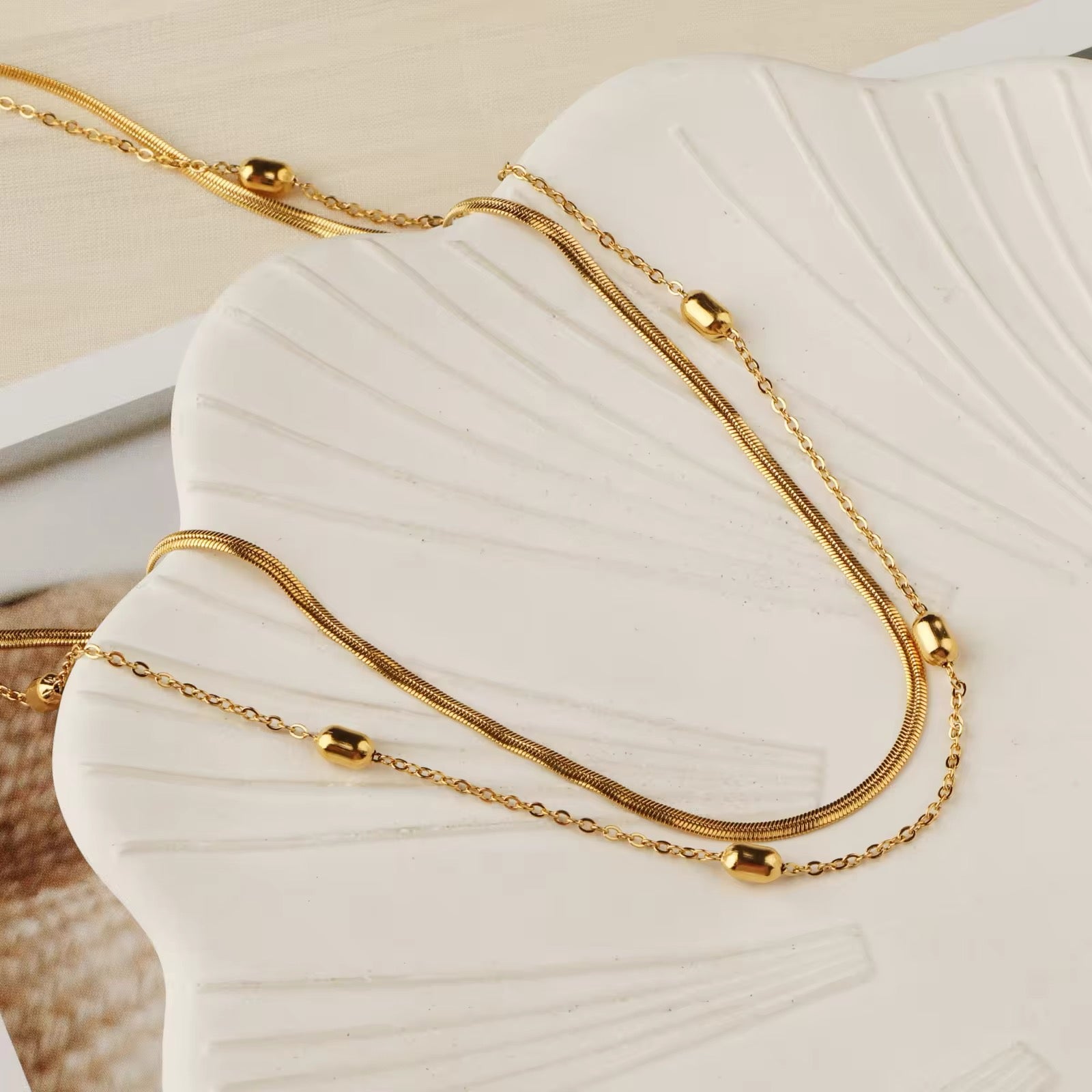 Feminine Energy Minimalist Gold Color Double Layer Choker Necklace necklaces LUNARITY GARAGE