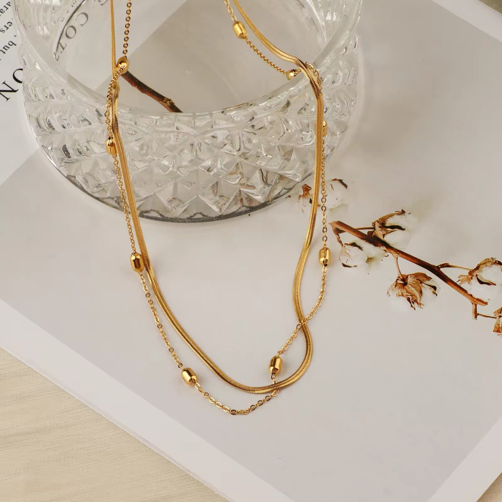 Feminine Energy Minimalist Gold Color Double Layer Choker Necklace necklaces LUNARITY GARAGE   