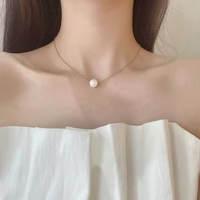 Elegant Minimalist One Pearl Temperament Necklace necklaces LUNARITY GARAGE