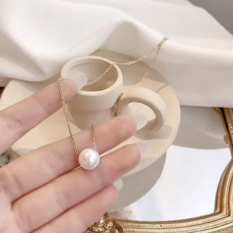 Elegant Minimalist One Pearl Temperament Necklace necklaces LUNARITY GARAGE
