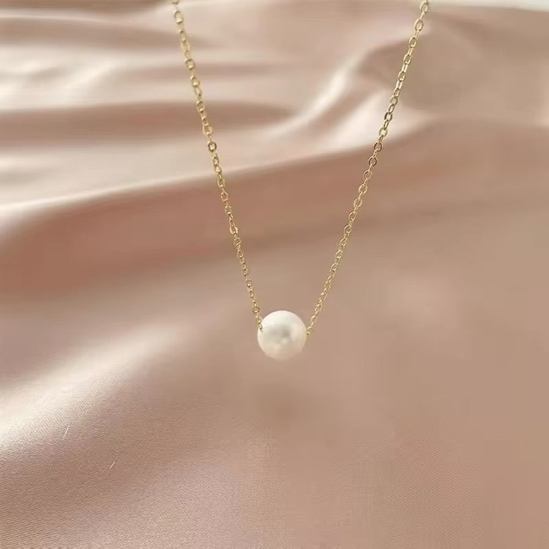 Elegant Minimalist One Pearl Temperament Necklace necklaces LUNARITY GARAGE