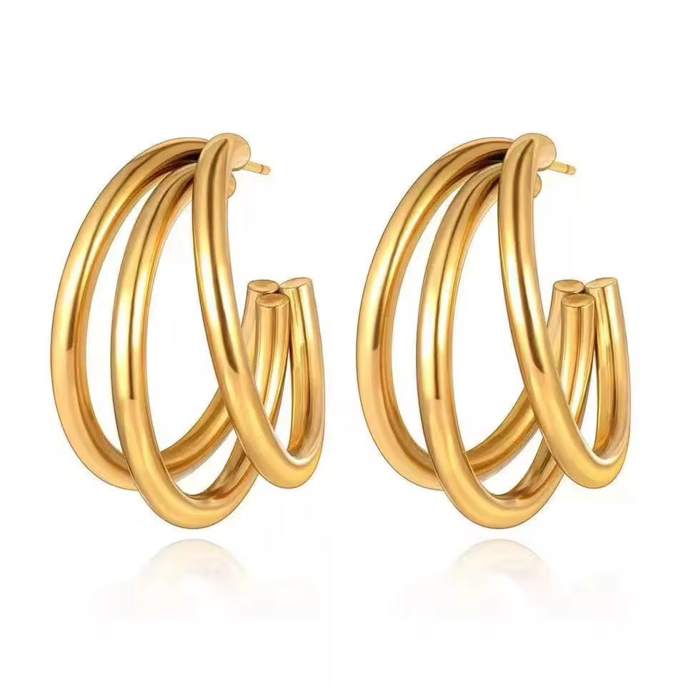 Exaggerated C Type Gold Color Multilayer Stud Earrings earrings LUNARITY GARAGE