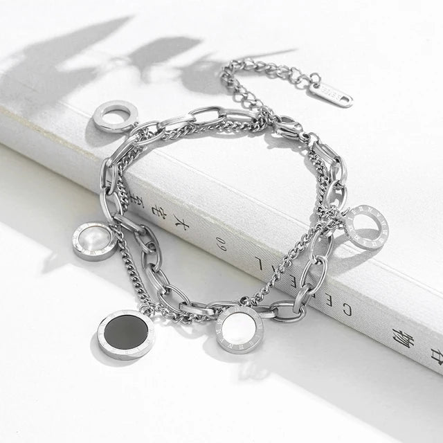 Luxury Roman Numerals Charm Bracelet & Bangles bracelets LUNARITY GARAGE Silver