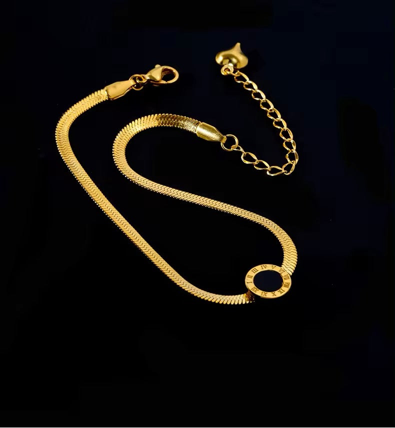 Elegant Roman Numerals Charm Chain Anklet anklet LUNARITY GARAGE