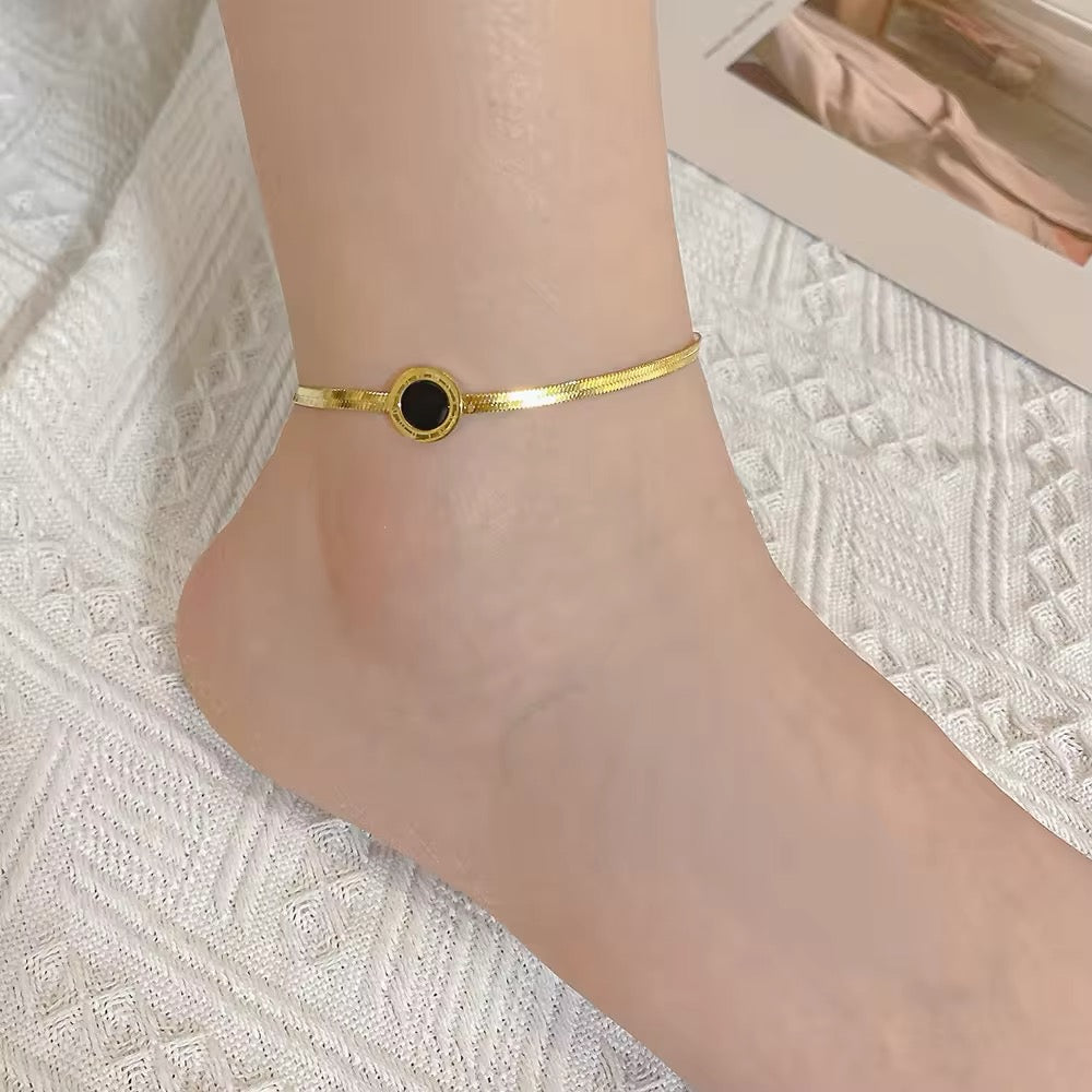 Elegant Roman Numerals Charm Chain Anklet anklet LUNARITY GARAGE   