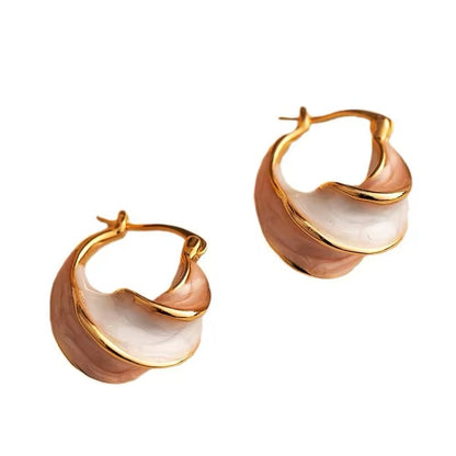 Unique Wave Style Two Tone Enamel Hoop Earrings earrings LUNARITY GARAGE   