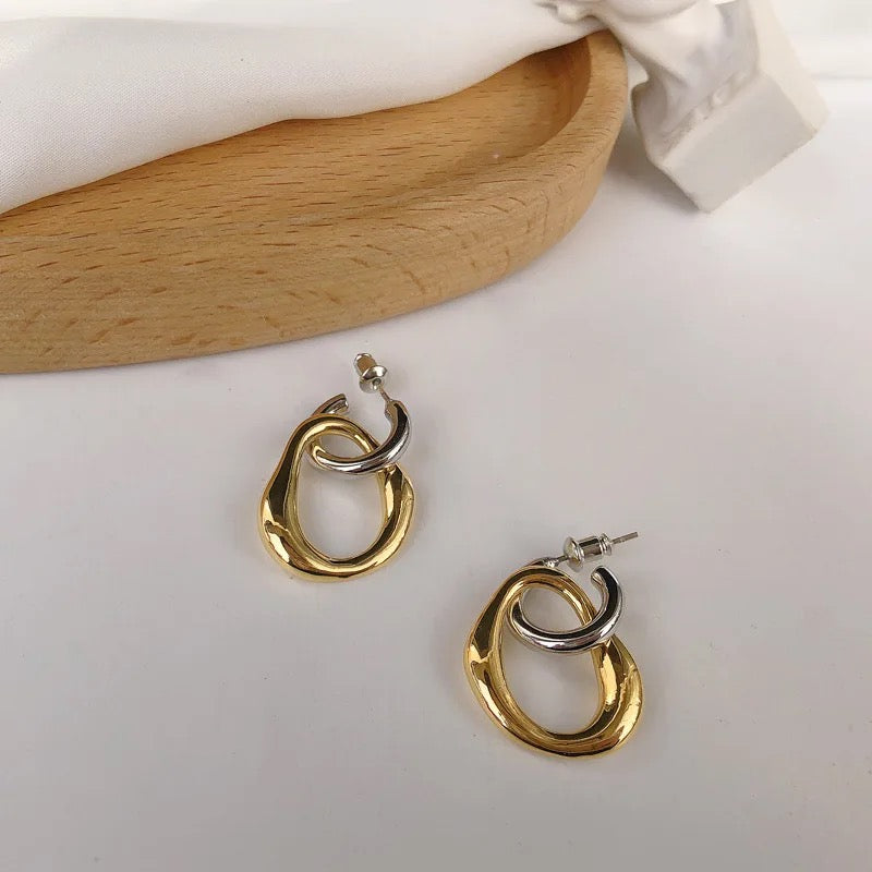 Minimalist Circles Metal Drop Earrings earrings LUNARITY GARAGE