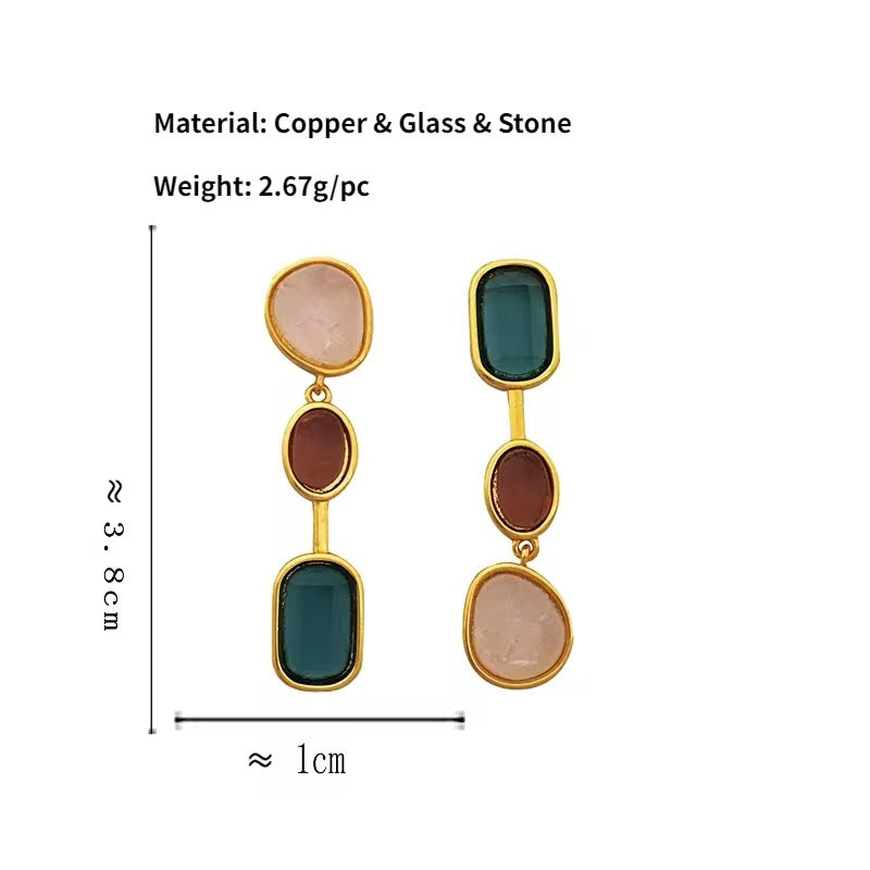 Vintage Temperament Colored Glass Dangle Earrings earrings LUNARITY GARAGE