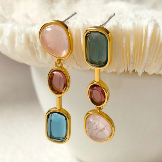 Vintage Temperament Colored Glass Dangle Earrings earrings LUNARITY GARAGE   