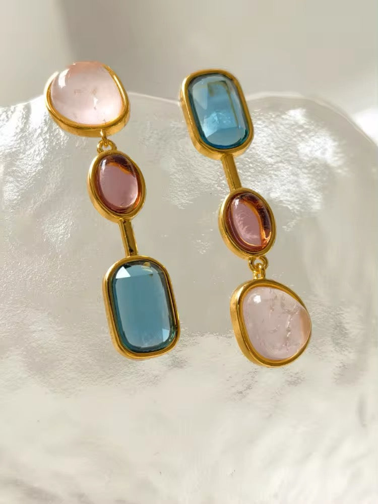 Vintage Temperament Colored Glass Dangle Earrings earrings LUNARITY GARAGE