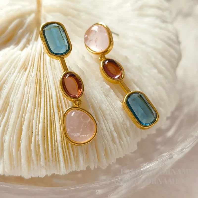 Vintage Temperament Colored Glass Dangle Earrings earrings LUNARITY GARAGE