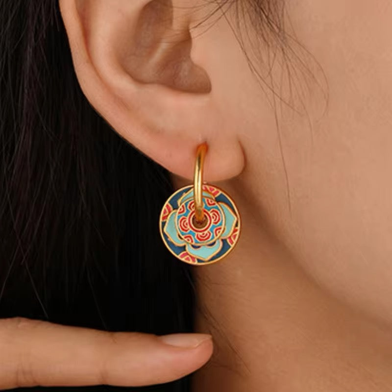 Vintage Luxury Minimalist Temperament Multiple Colors Enamel Flower Earrings earrings LUNARITY GARAGE