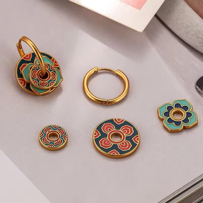 Vintage Luxury Minimalist Temperament Multiple Colors Enamel Flower Earrings earrings LUNARITY GARAGE