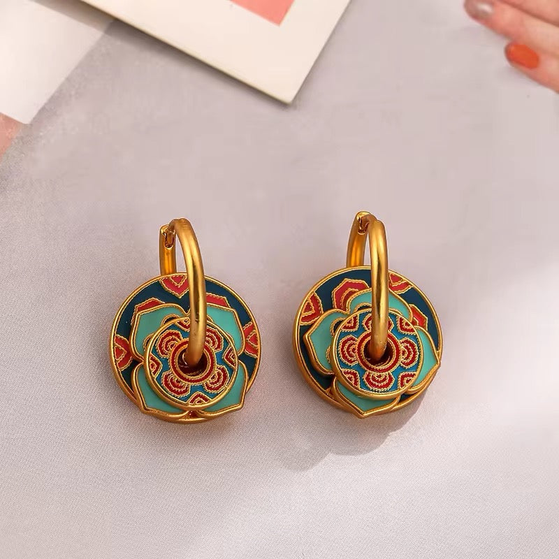Vintage Luxury Minimalist Temperament Multiple Colors Enamel Flower Earrings earrings LUNARITY GARAGE