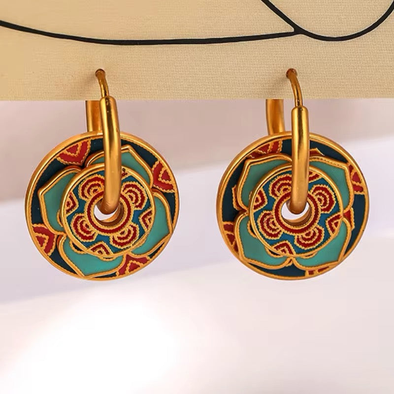 Vintage Luxury Minimalist Temperament Multiple Colors Enamel Flower Earrings earrings LUNARITY GARAGE