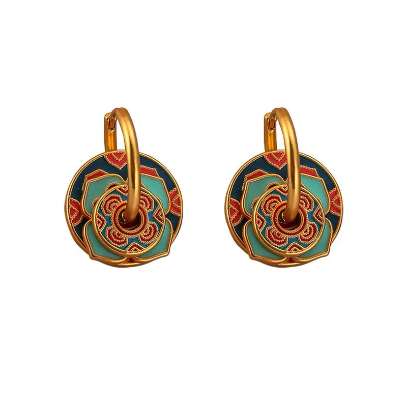 Vintage Luxury Minimalist Temperament Multiple Colors Enamel Flower Earrings earrings LUNARITY GARAGE