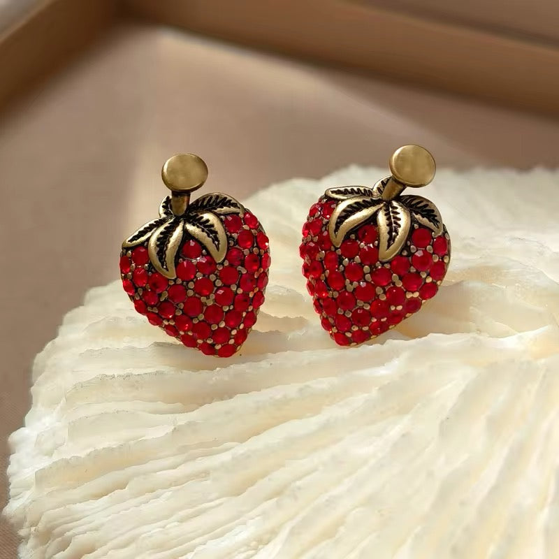 Strawberry Girl Red Glass Stud Earrings earrings LUNARITY GARAGE