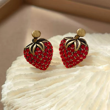 Strawberry Girl Red Glass Stud Earrings earrings LUNARITY GARAGE   