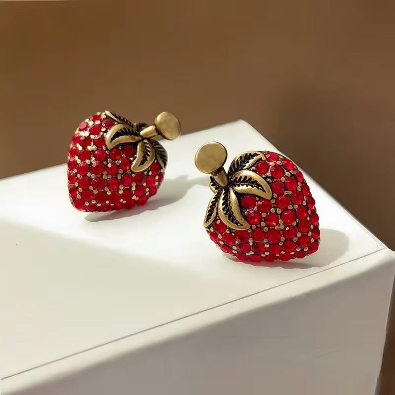 Strawberry Girl Red Glass Stud Earrings earrings LUNARITY GARAGE