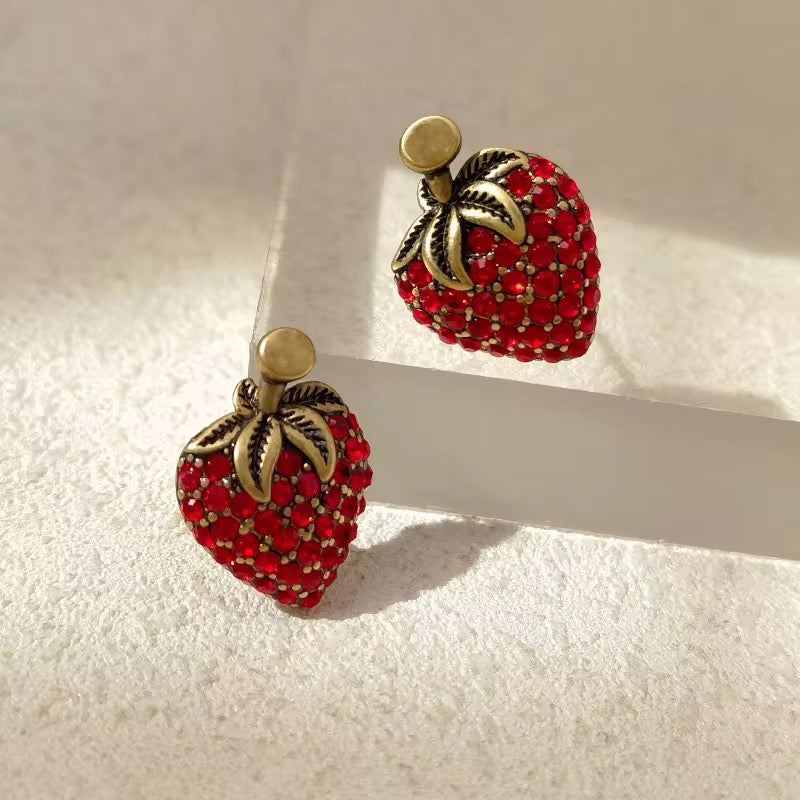 Strawberry Girl Red Glass Stud Earrings earrings LUNARITY GARAGE   