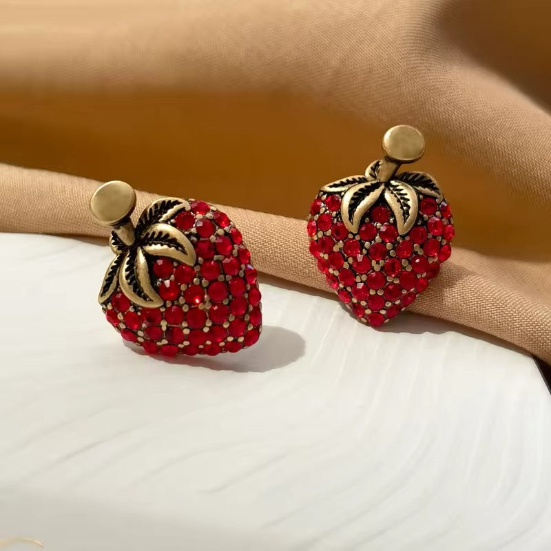 Strawberry Girl Red Glass Stud Earrings earrings LUNARITY GARAGE   