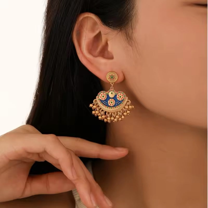 Vintage Ethnic Temperament Multicolor Enamel Bead Dangle Earrings earrings LUNARITY GARAGE