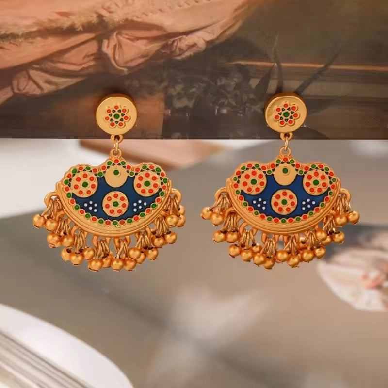 Vintage Ethnic Temperament Multicolor Enamel Bead Dangle Earrings earrings LUNARITY GARAGE