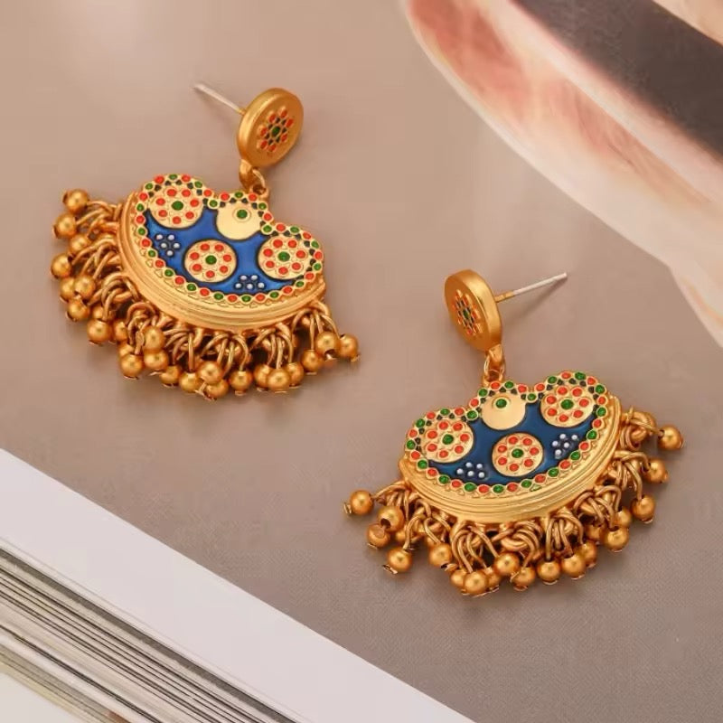 Vintage Ethnic Temperament Multicolor Enamel Bead Dangle Earrings earrings LUNARITY GARAGE