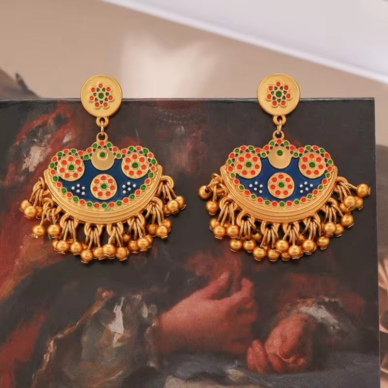 Vintage Ethnic Temperament Multicolor Enamel Bead Dangle Earrings earrings LUNARITY GARAGE