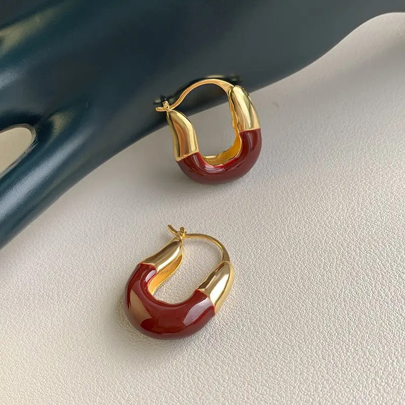 Elegant Vintage Temperament U Shape Drop Earrings earrings LUNARITY GARAGE Red