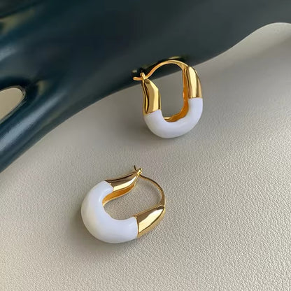 Elegant Vintage Temperament U Shape Drop Earrings earrings LUNARITY GARAGE White  