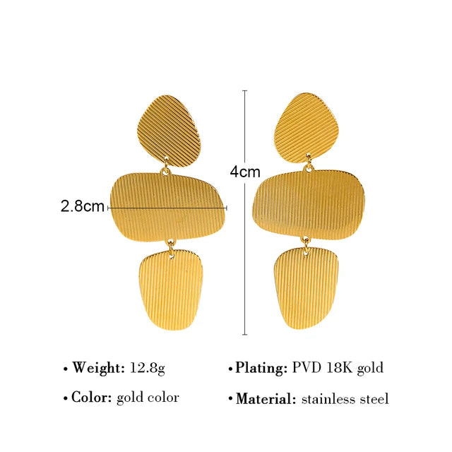 Elegant Striped Metal Texture Irregular Dangle Drop Earrings earrings LUNARITY GARAGE   