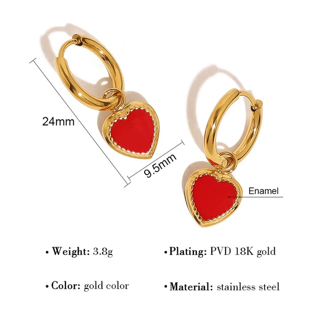 Cute Red Heart Chic Golden Hoop Earrings earrings LUNARITY GARAGE   