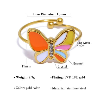 Creative Cute Colorful Enamel Mini Butterfly Rings ring LUNARITY GARAGE   