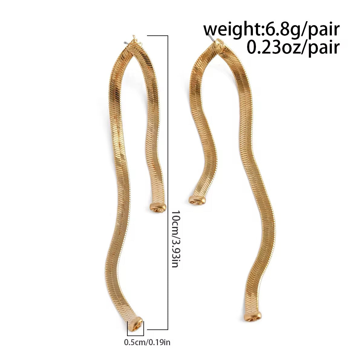Simple Luxury Design Long Flat Snake Chain Earrings earrings LUNARITY GARAGE