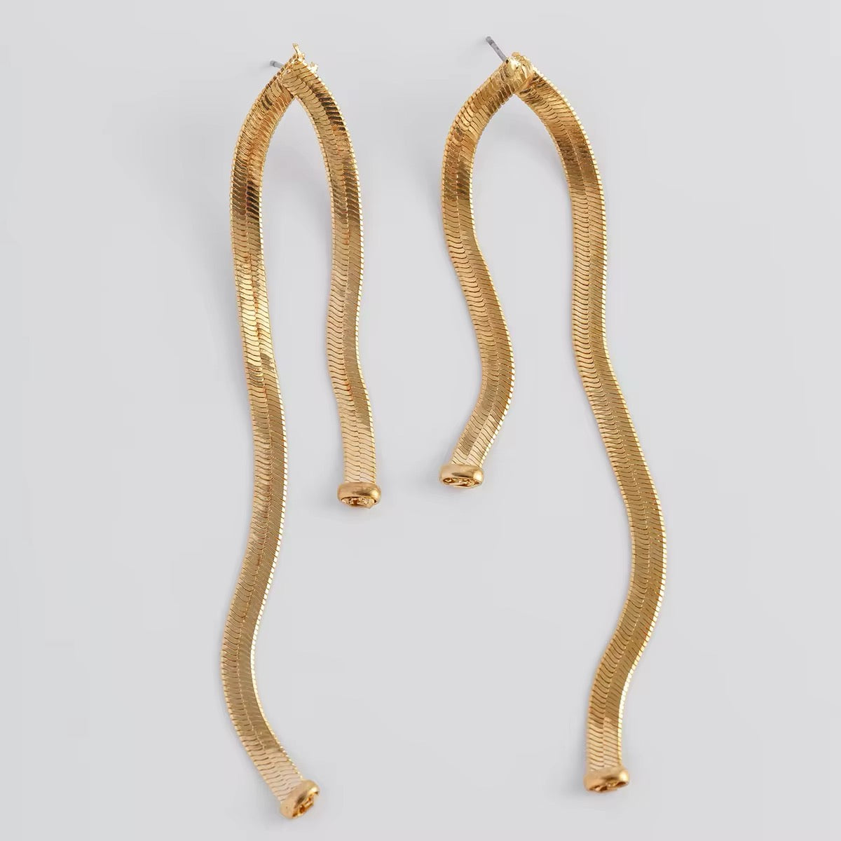 Simple Luxury Design Long Flat Snake Chain Earrings earrings LUNARITY GARAGE